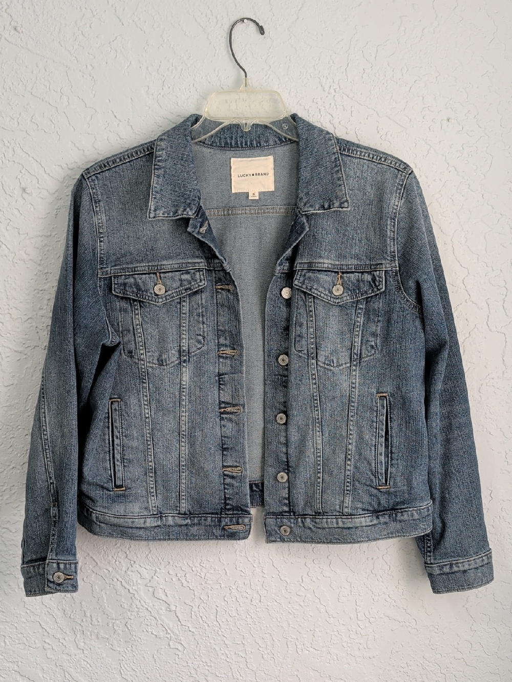 Ladies Lucky Brand Vintage Wash Blue Denim Jacket | Size XL